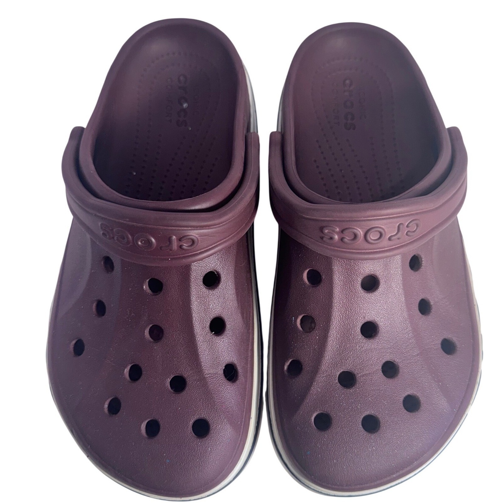 Crocs Bayaband Clogs Womens 7 Mens 5 Burgundy Maroon Sporty Slip On Shoes 205089
