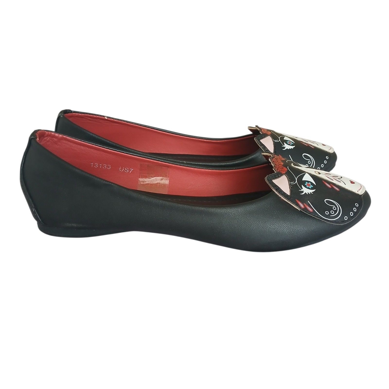 NWOB T.U.K Kitty Cat Ballet Flats Women’s 7 Black Goth Punk Grunge Whimsigoth