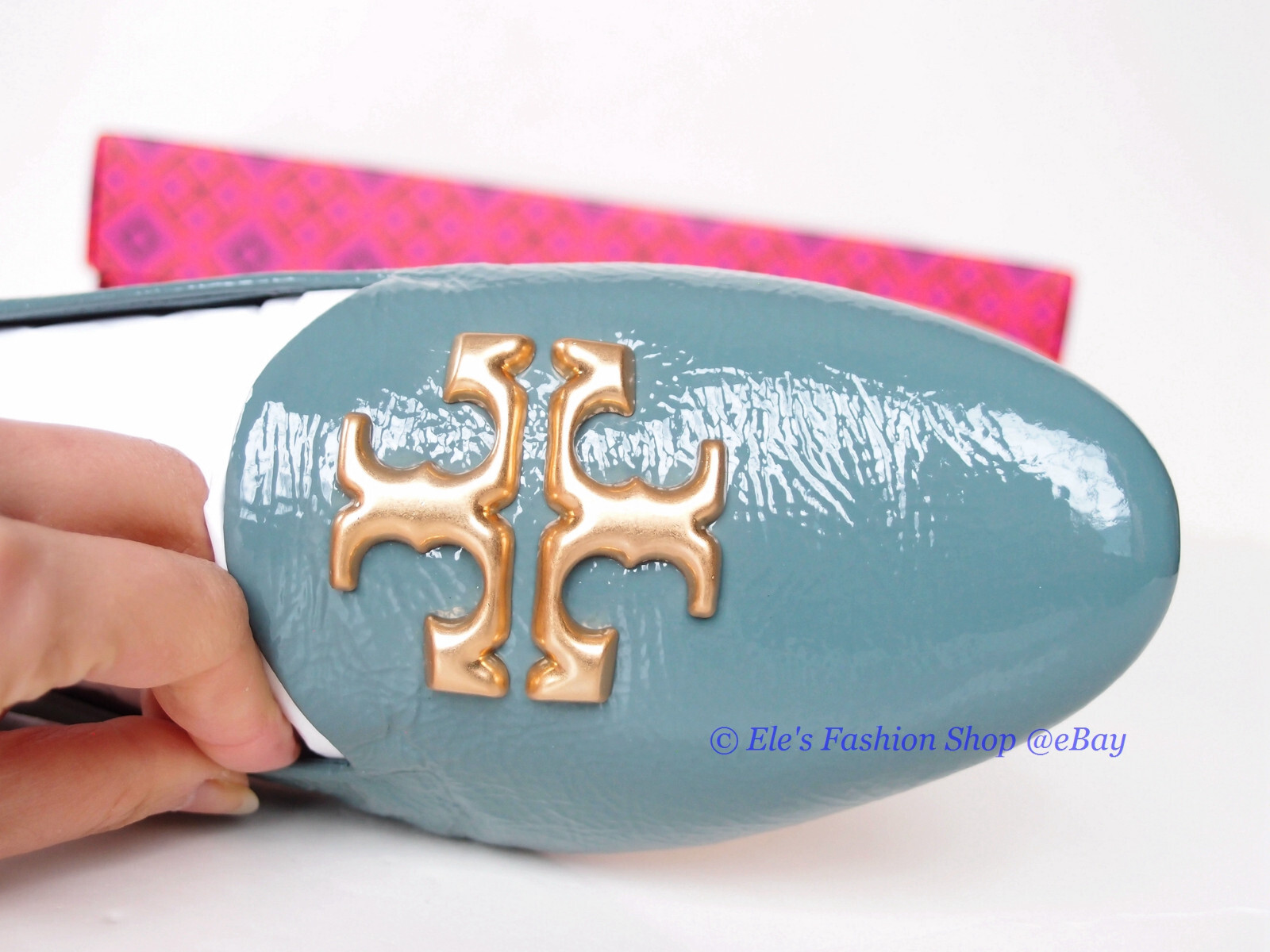 NIB Tory Burch Eleanor Leather Loafer Arctic BLUE US 7.5 8 8.5 9 9.5 AUTHENTIC