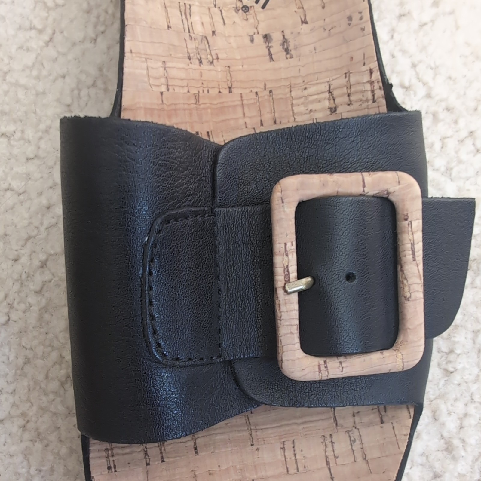 New Kork- Ease Black Leather Sandals Slides Women’s Sz 7