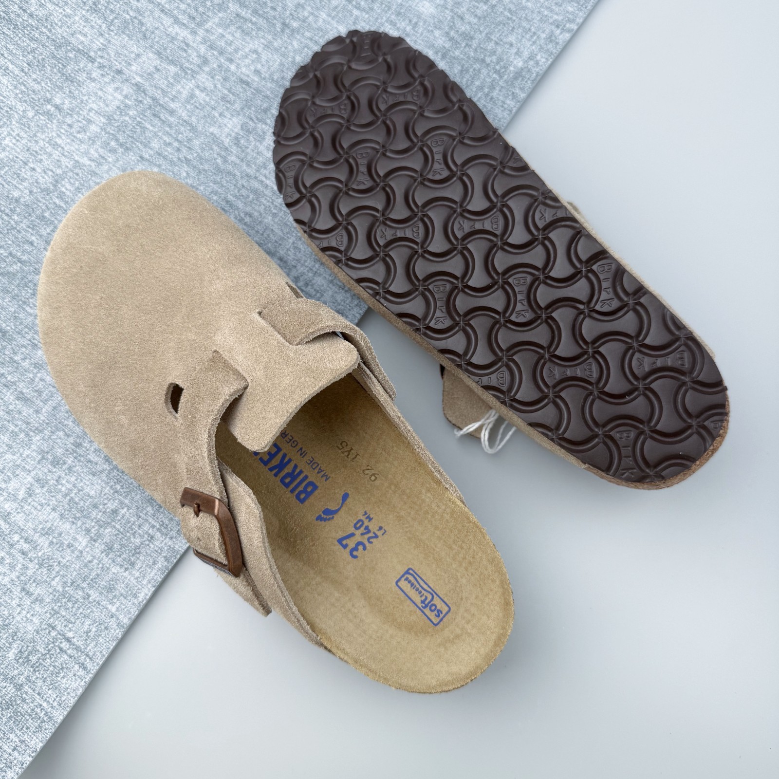 New Birkenstock Boston Taupe Suede Soft Footbed Unisex Flat Shoes Select Size