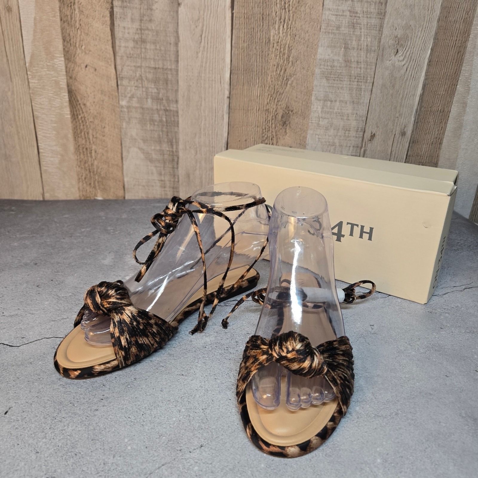 On 34th Jennie Ankle Wrap Leopard Sandal Size 6.5 NWB