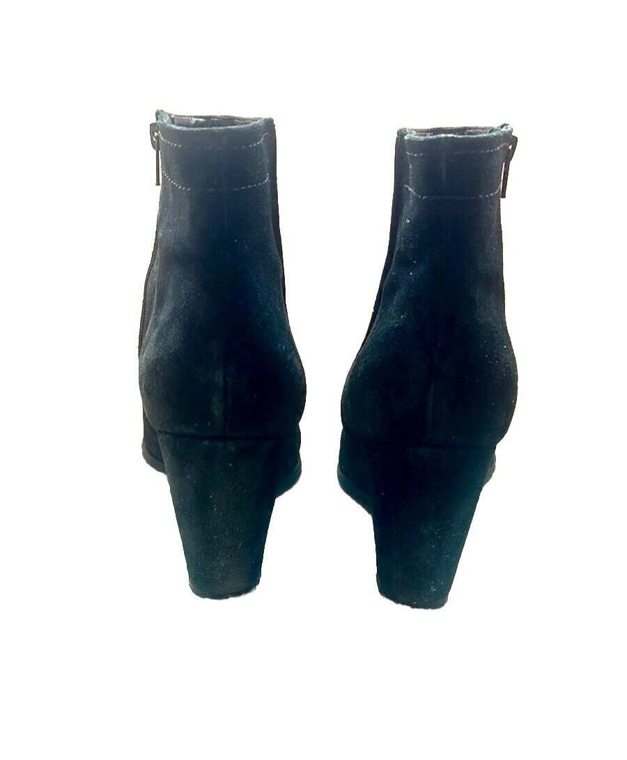 FRANCO SARTO Ankle Boots Black Suede Wedge Booties Size 9.5