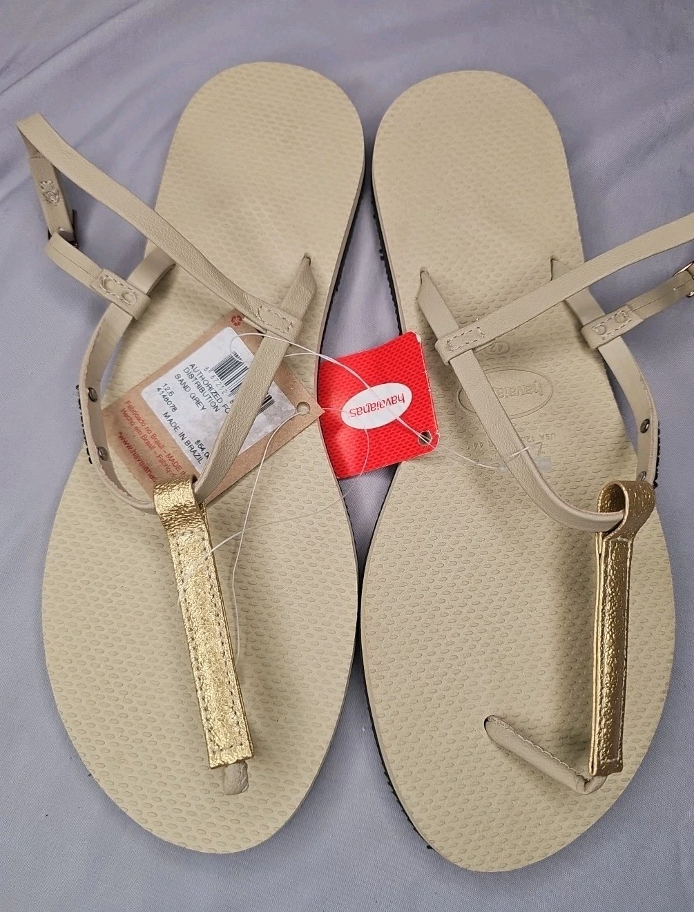 Havaianas You Rio Womens Flip Flop Buckle Ankle Gold Flat Sandals Size USA 12.5