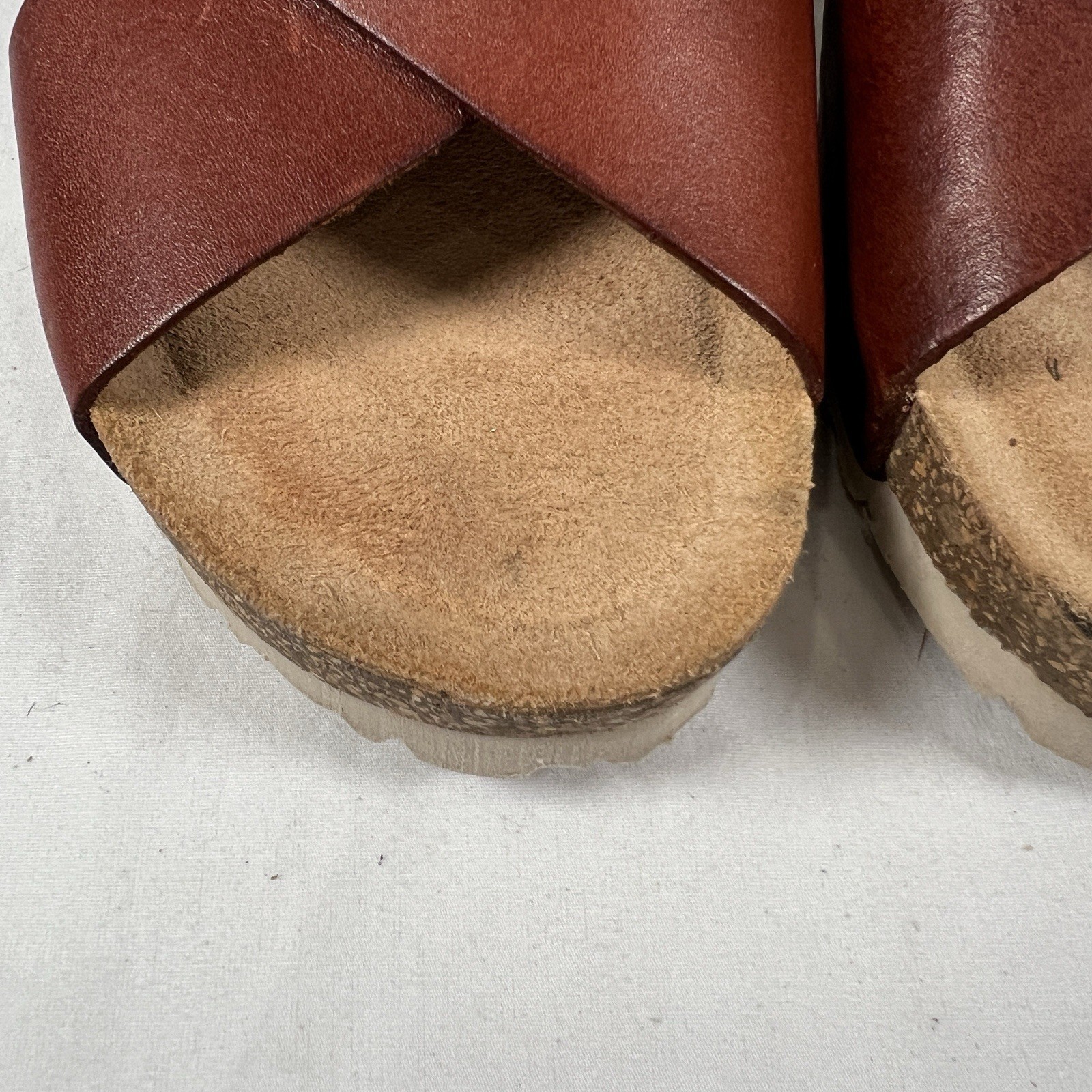 Yokono Spain Brown Leather Platform Slide Sandals Sz. 8 Minimalist Boho