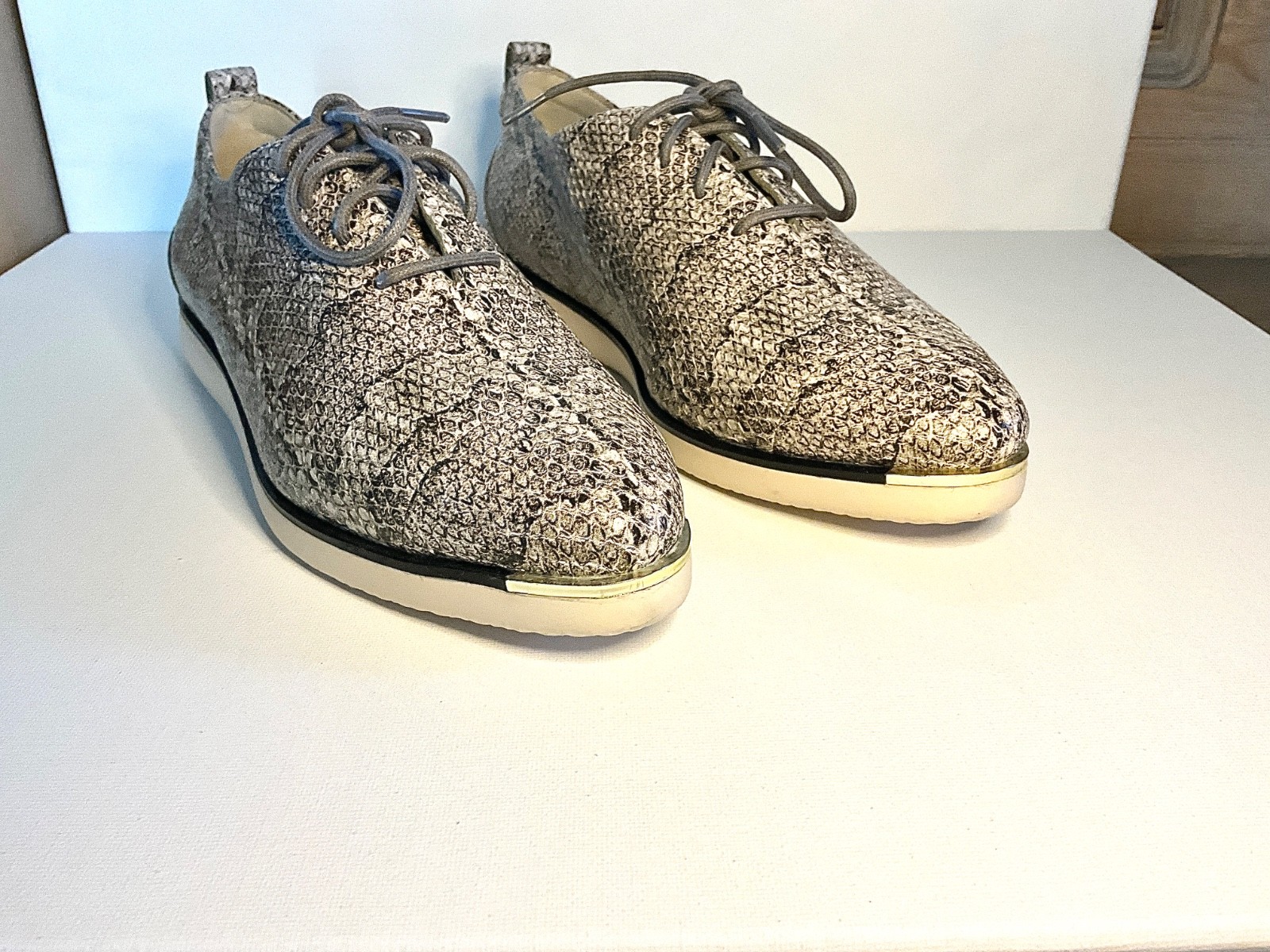 © Cole Haan NWT Oxford Flats Women’s 6B Narrow Snake Print Gold Cap Toe Shoes
