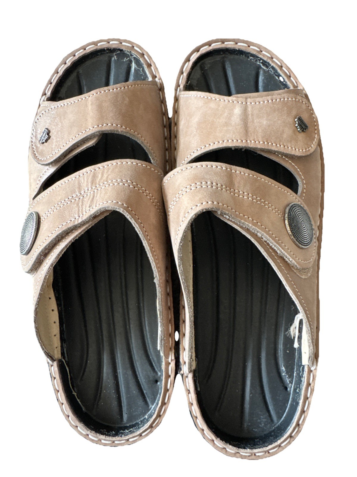 FINN COMFORT Tan Sandals Sansibar Leather Germany Size 6.5-7 US 37 EU — READ