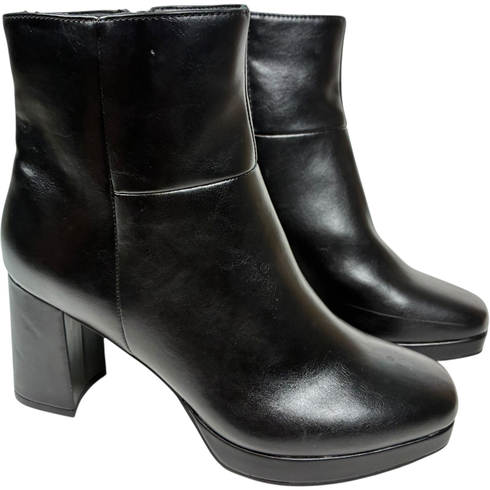 Worthington Gino Women’s Black 3.25in Block Heel Zip-up Bootie Size 9M