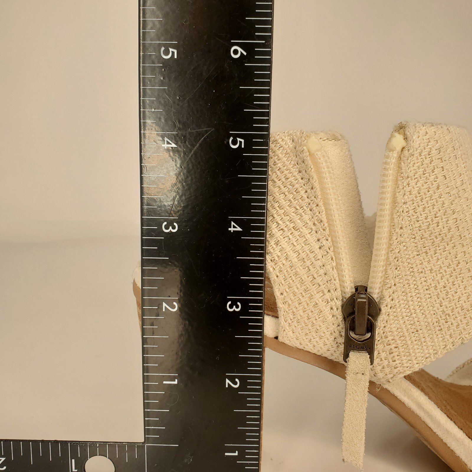 TOMS Majorca Womens Sandal Sz 7.5 White Slingback Side Zip Closed Toe Block Heel