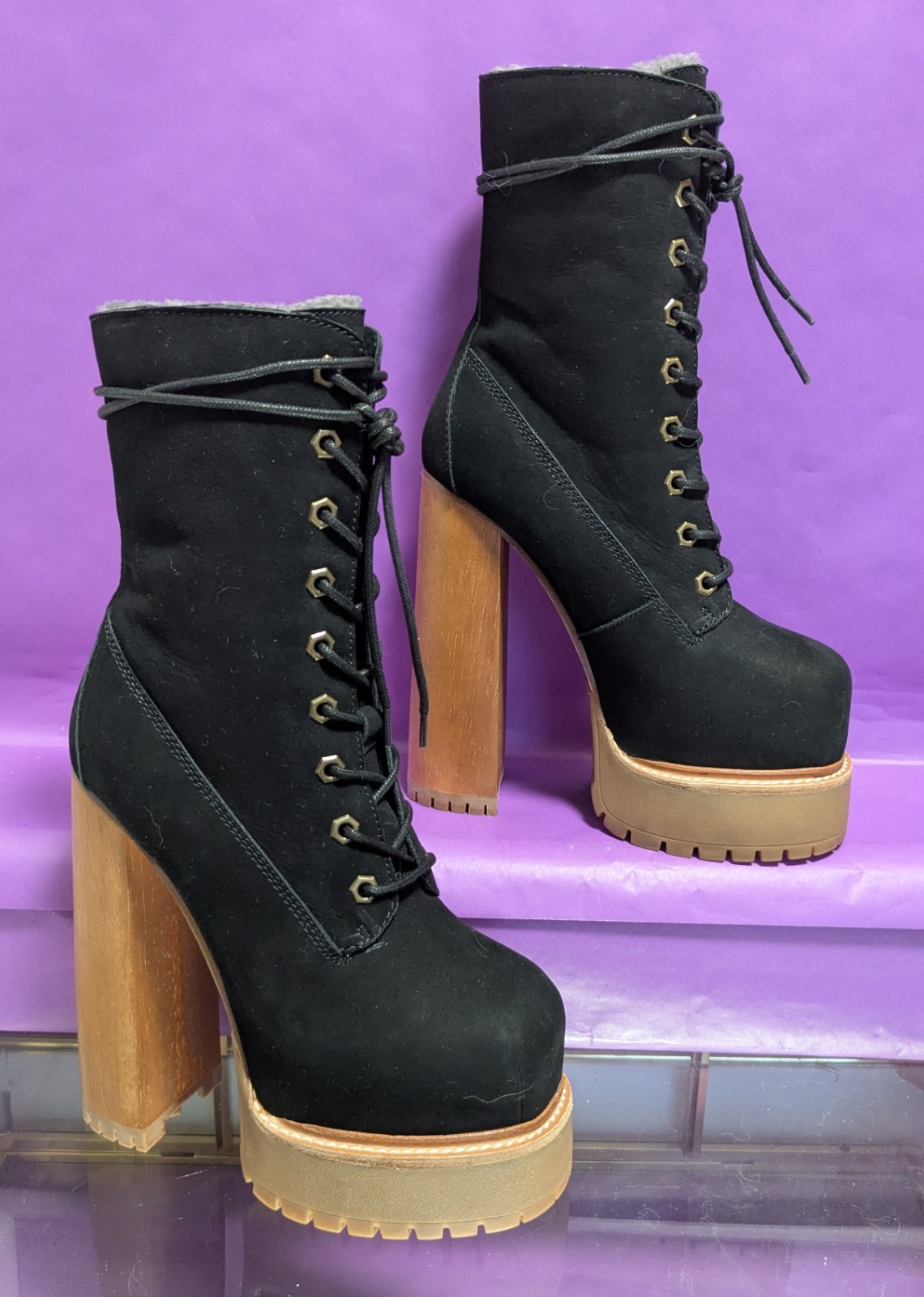 ZIGI NY «Aden» Faux Shearling Lined Platform Bootie Women’s Size 6 Black