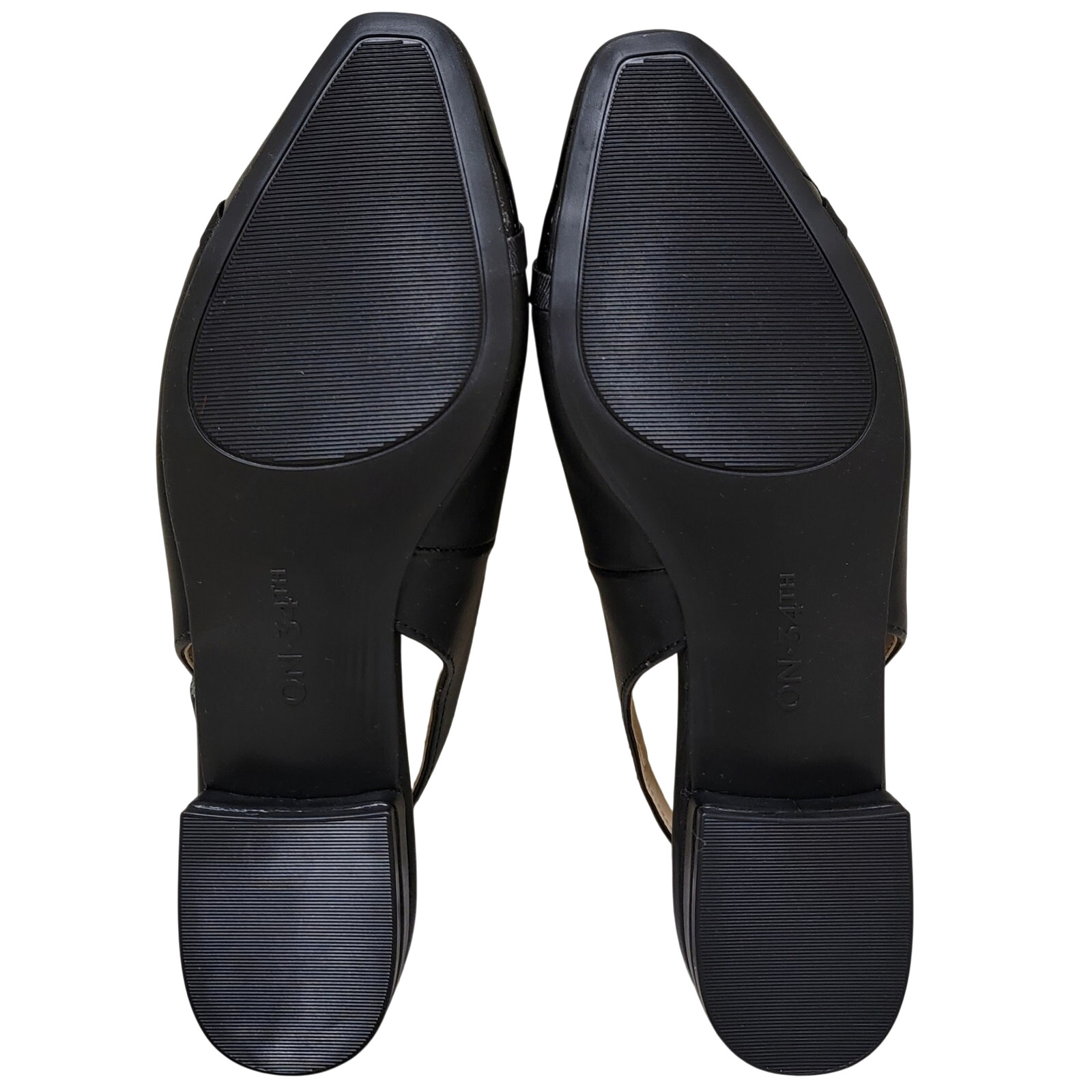 On 34th Women Avril Cap Top Slingback Flats Size US 9.5M Black Smooth