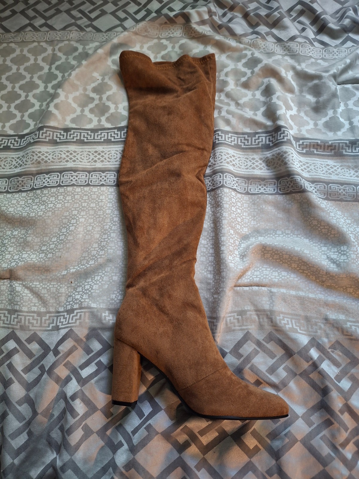 Faux suede long boots women, light brown, Size 9 Never worn