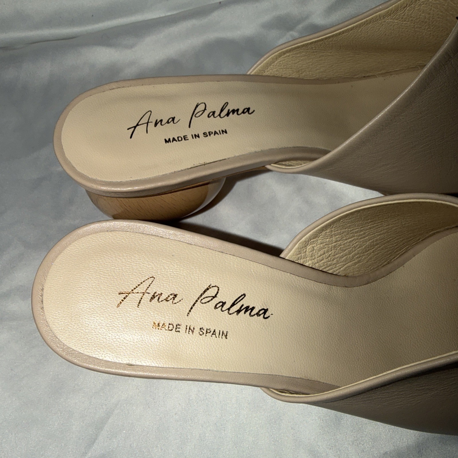 Ana Palma Slip On Mules Nude Leather Size 39