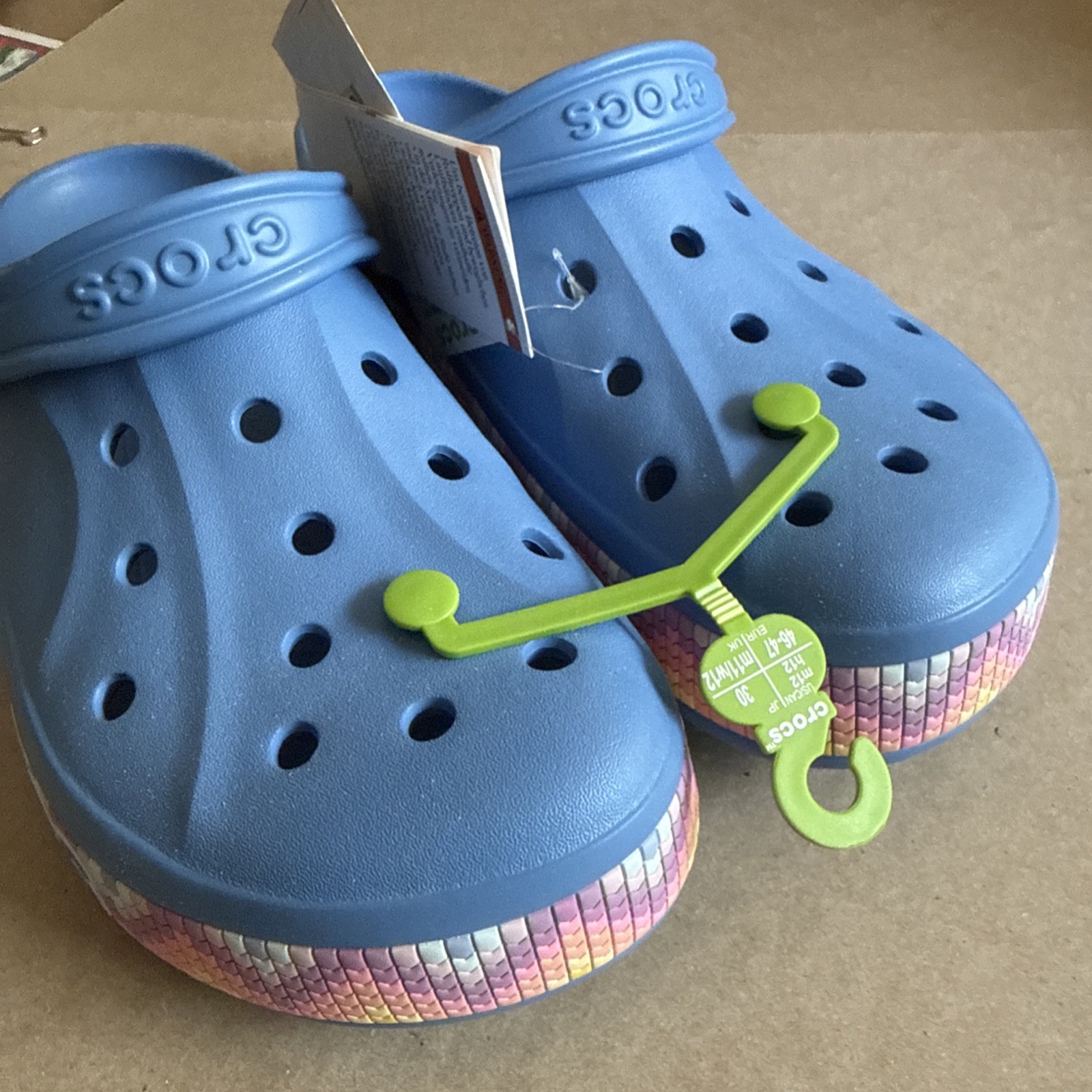 CROCS Baya Band Blue Multicolored Midsole M12 W14 – New