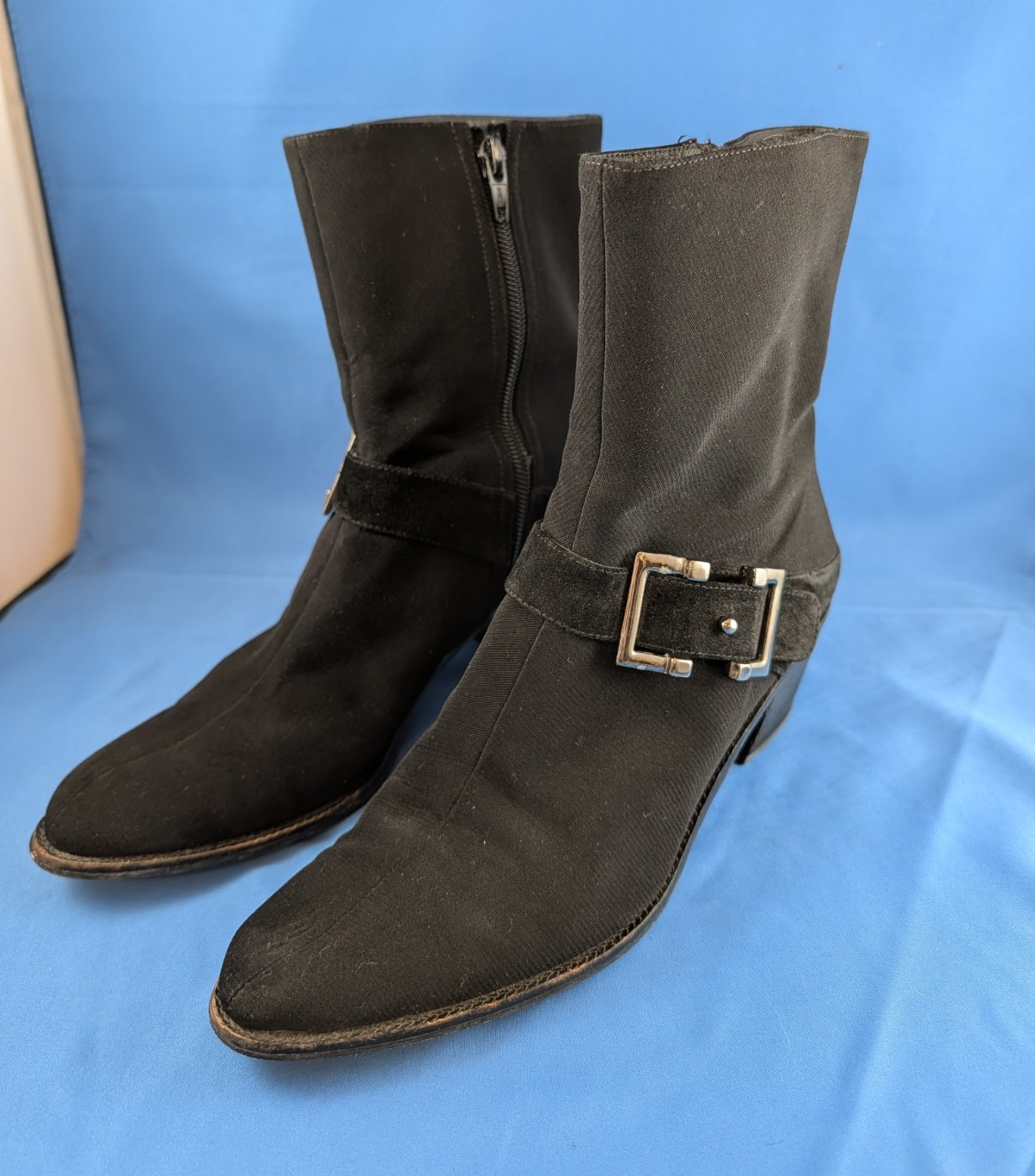 Stuart Weitzman Women’s Black Biker Ankle Boots Zip Buckle Almond Toe 7 M