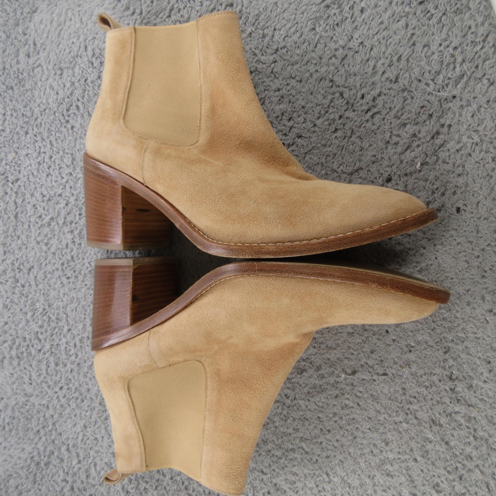 Jenni Kayne Boots Womens Size 10 Beige Suede Chelsea Ankle Block Heel Italy