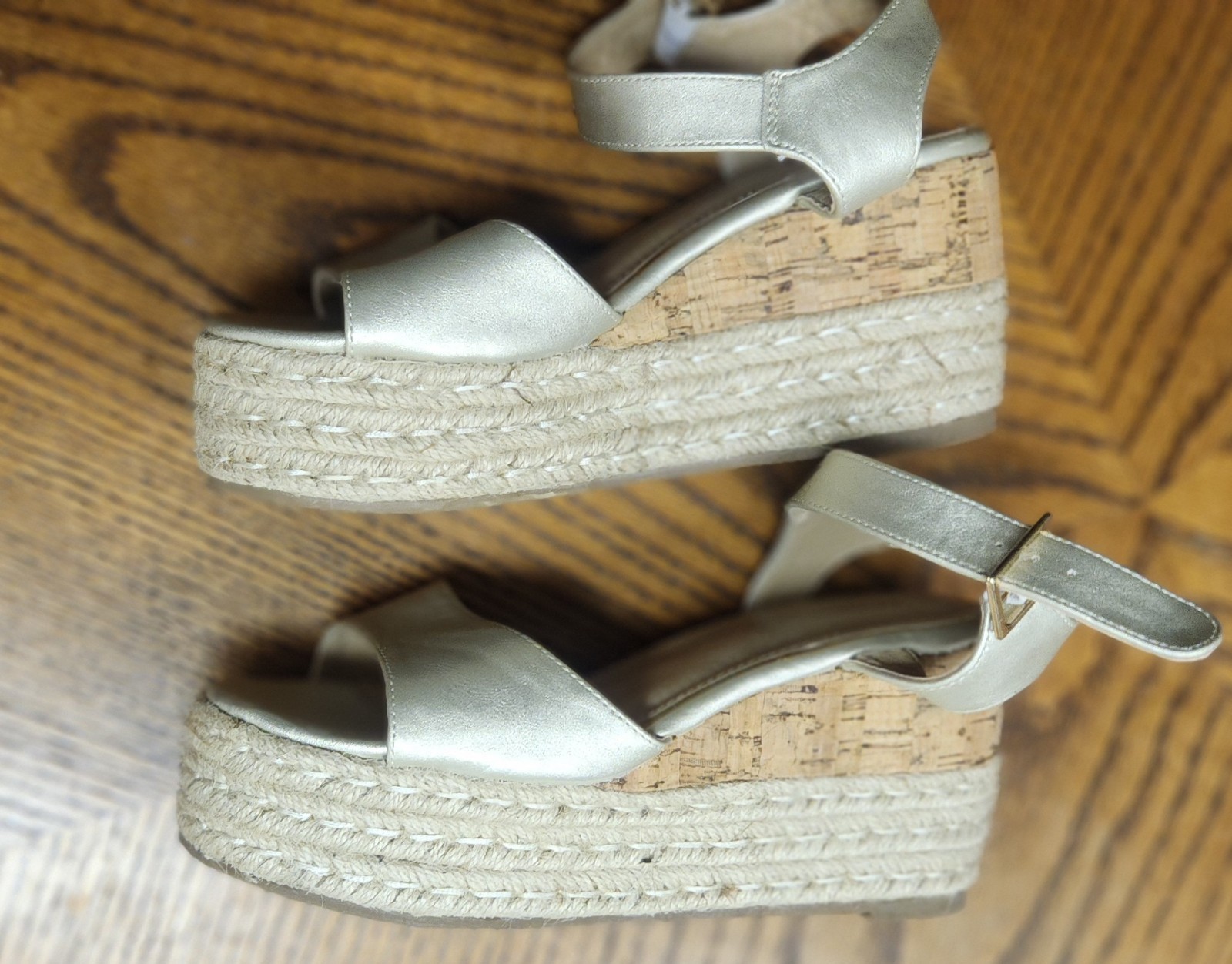 Celebrity Pink Womens Platform Wedge Espadrille Sandals Sydney Gold Metallic 6W