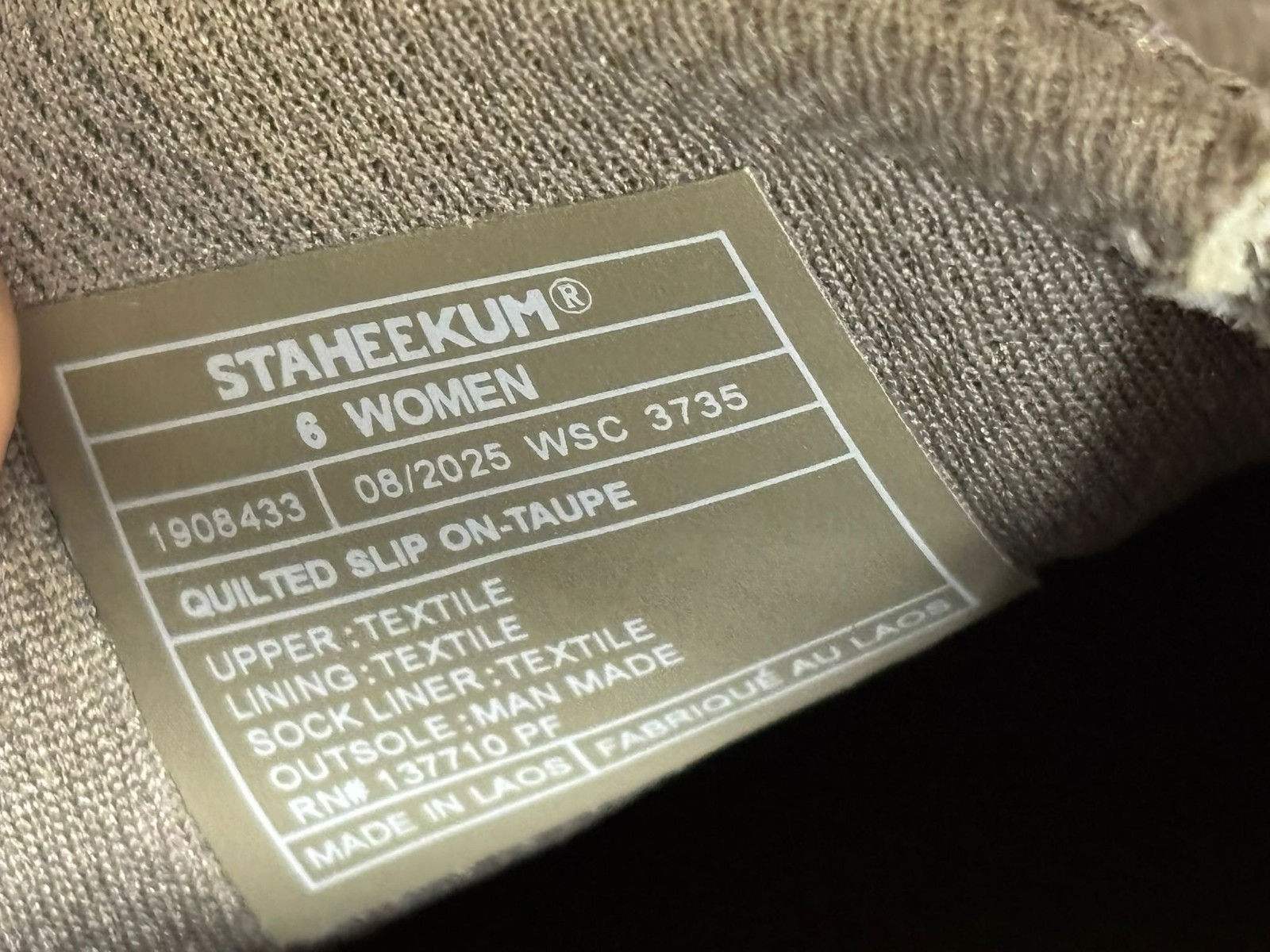Staheekum Quilted Slip-On Shoes Womens Size 6 Taupe Comfortable Casual 1908433