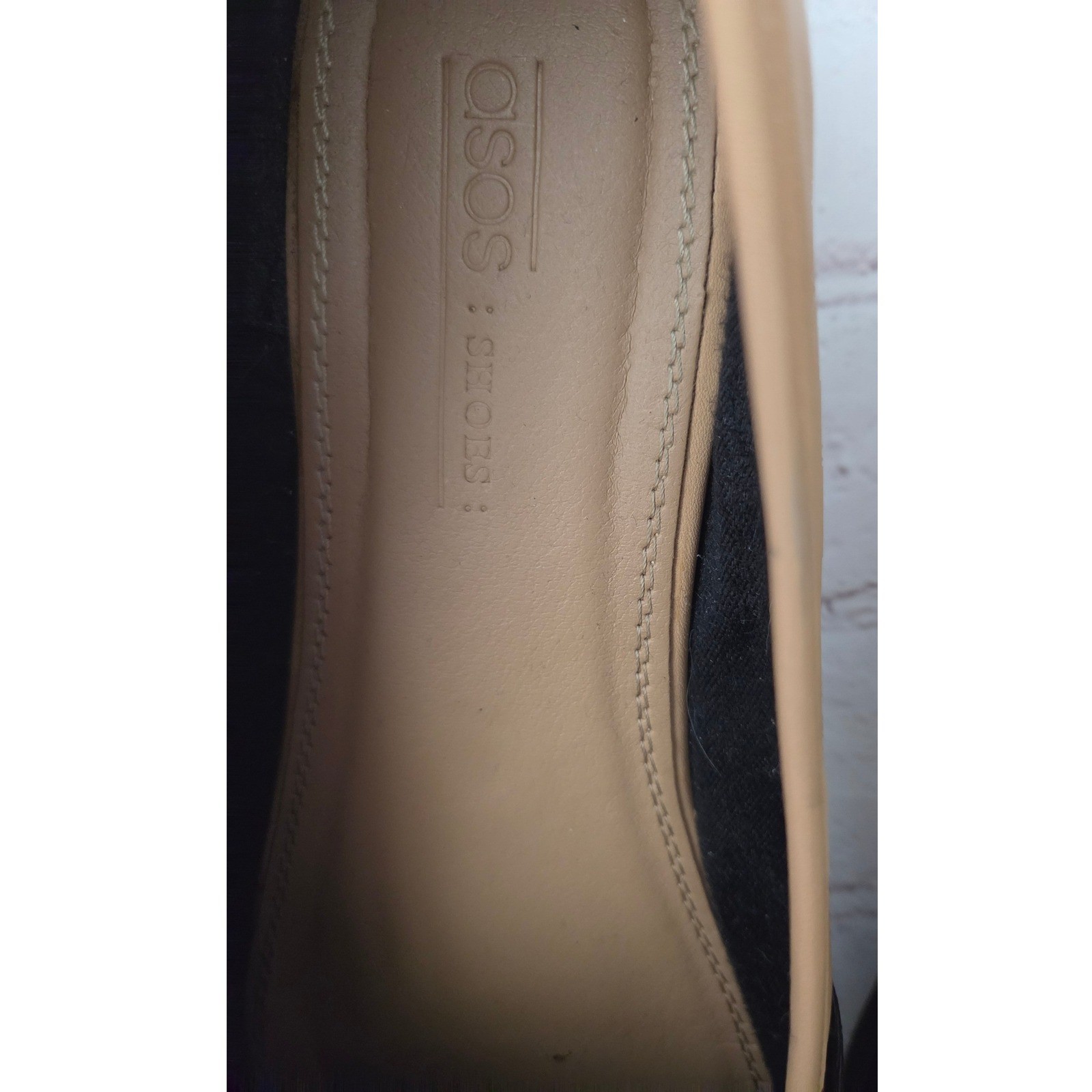 ASOS Womens Tan Pointed Toe Loafers with Black Oversized Bow Flats 8W 0590004994