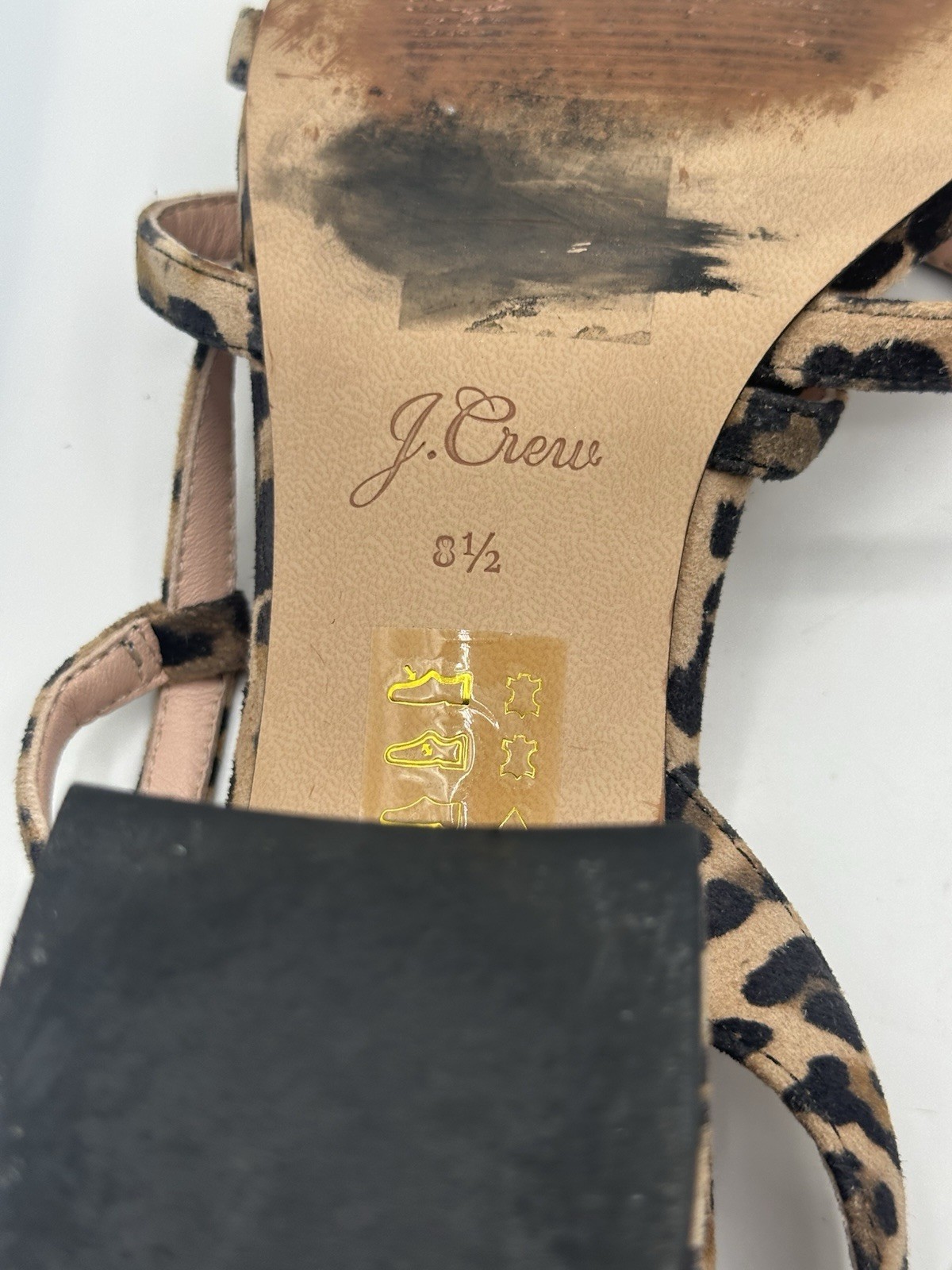 J. Crew Odette Block Heel Sandal Leopard Print Strappy Women Size 8.5