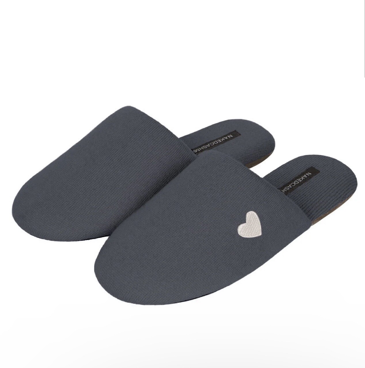 Naked Cashmere LOVE MULE SLIPPER 100% Cashmere Sz Small/Medium GREY/SMOKE