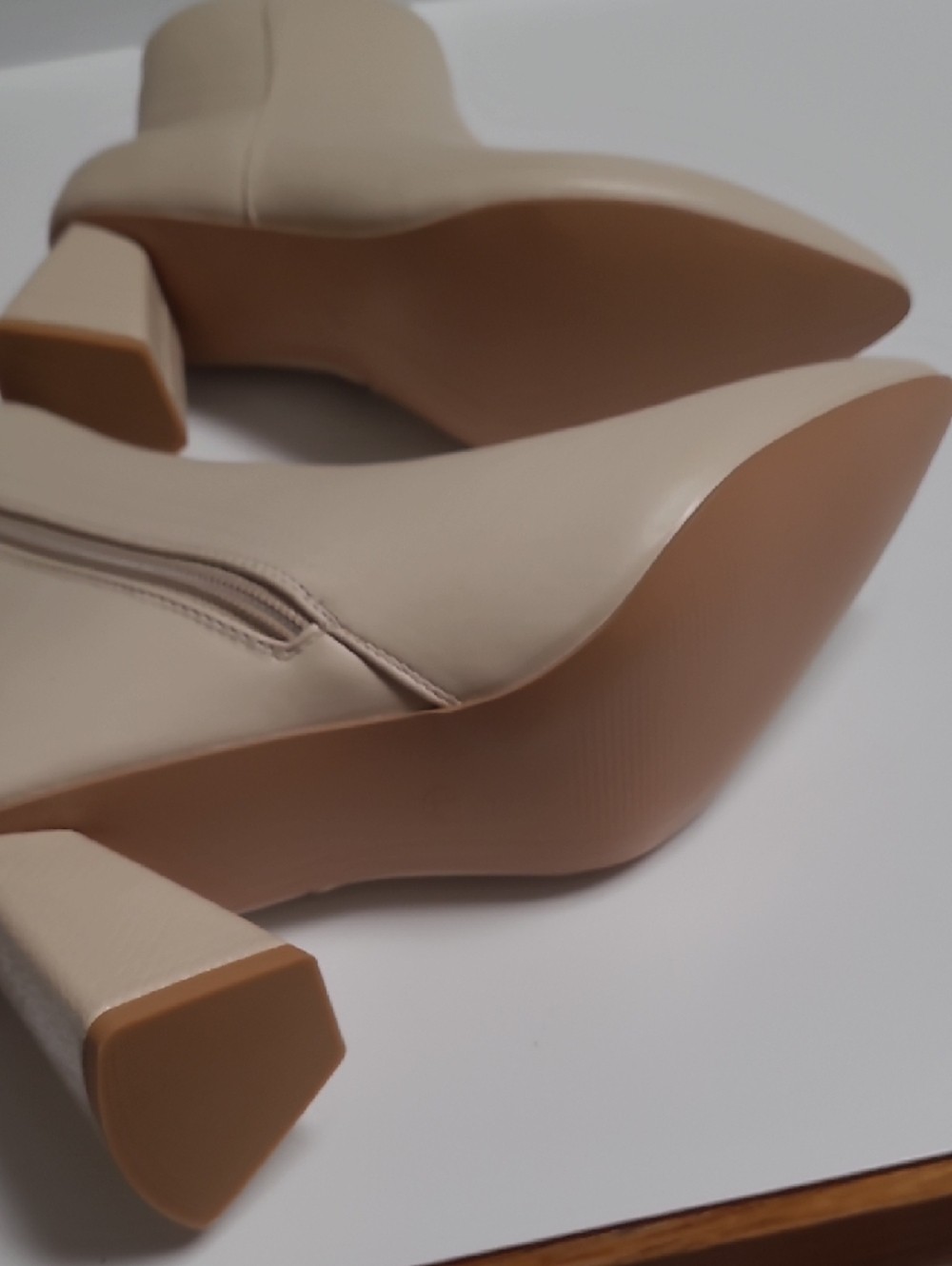 Comfort Beige Women’s Pointed-Toe Ankle Boots – Size 8.5