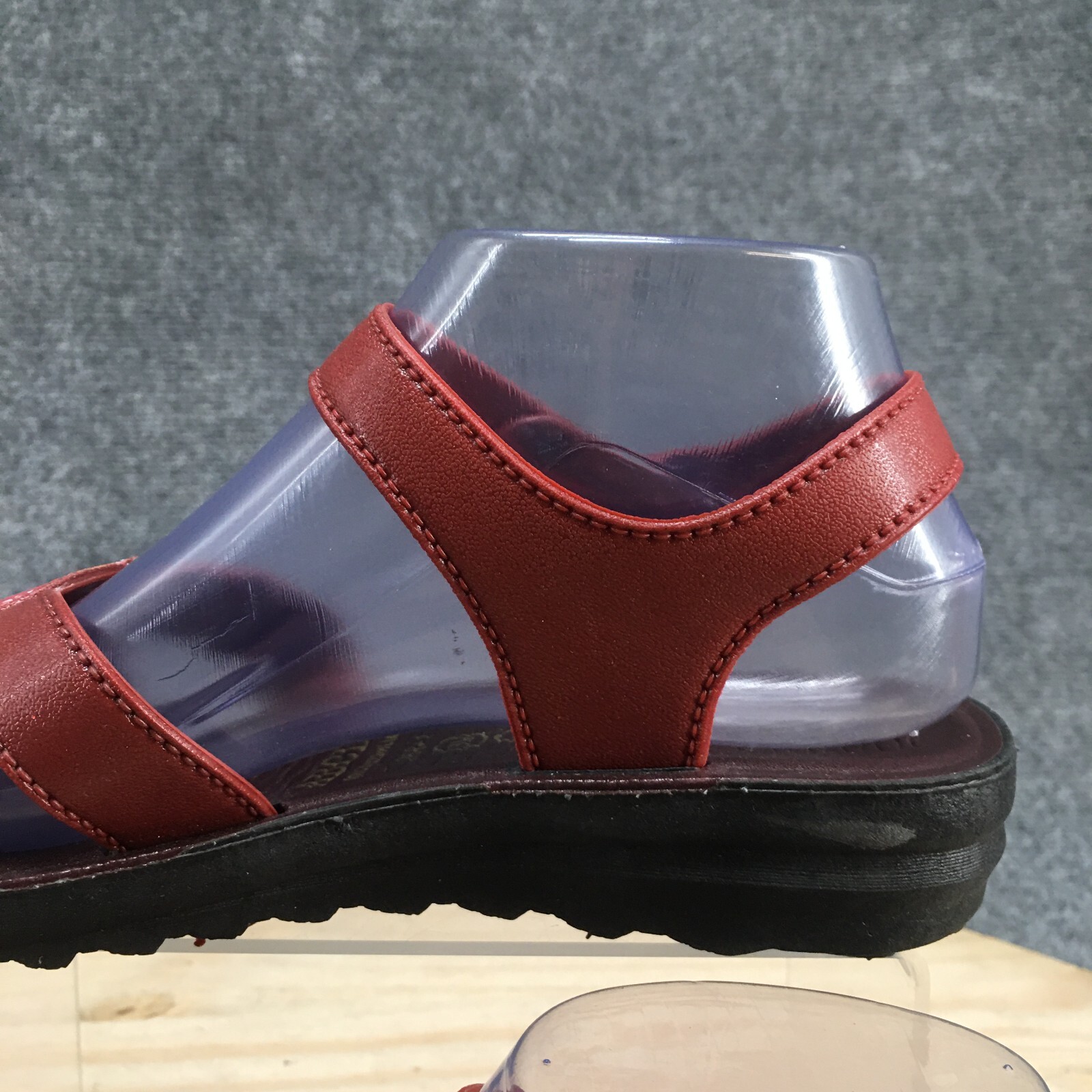 ABCDE Fashion Ankle Strap Sandal Womens 39 Red Multicolor Low Wedge Open Toe