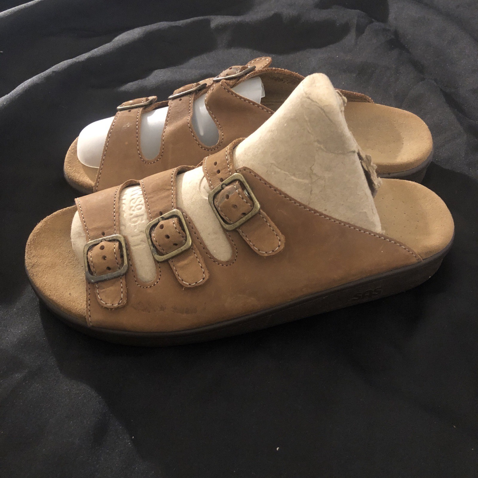 SAS Women’s Caramel Genuine Leather Tripad Comfort Slip-On Sandals Size 9.5 Usa