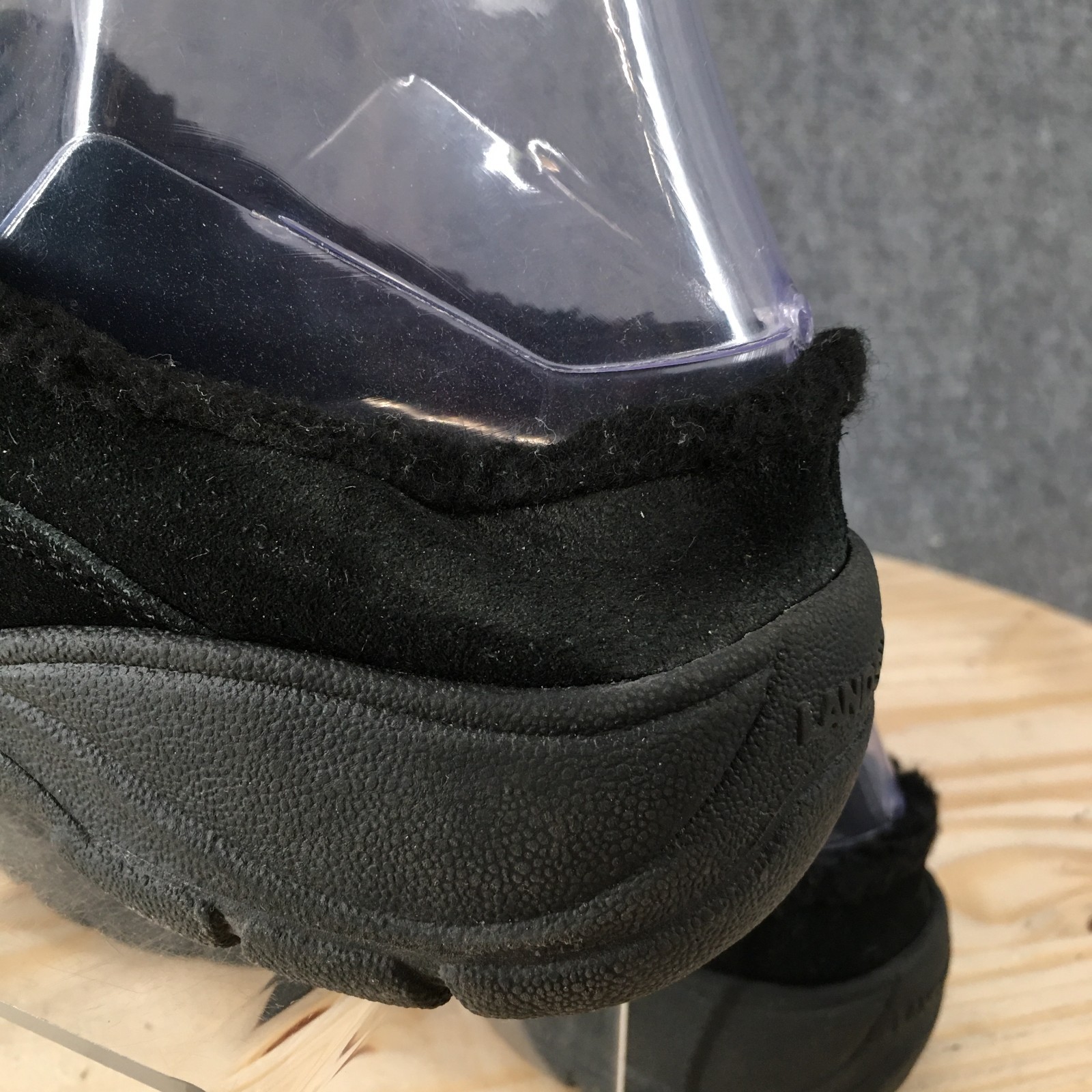 Lands End Shoes Womens 8 B Black Suede Slip On Clog Faux Fur Lined Comfort