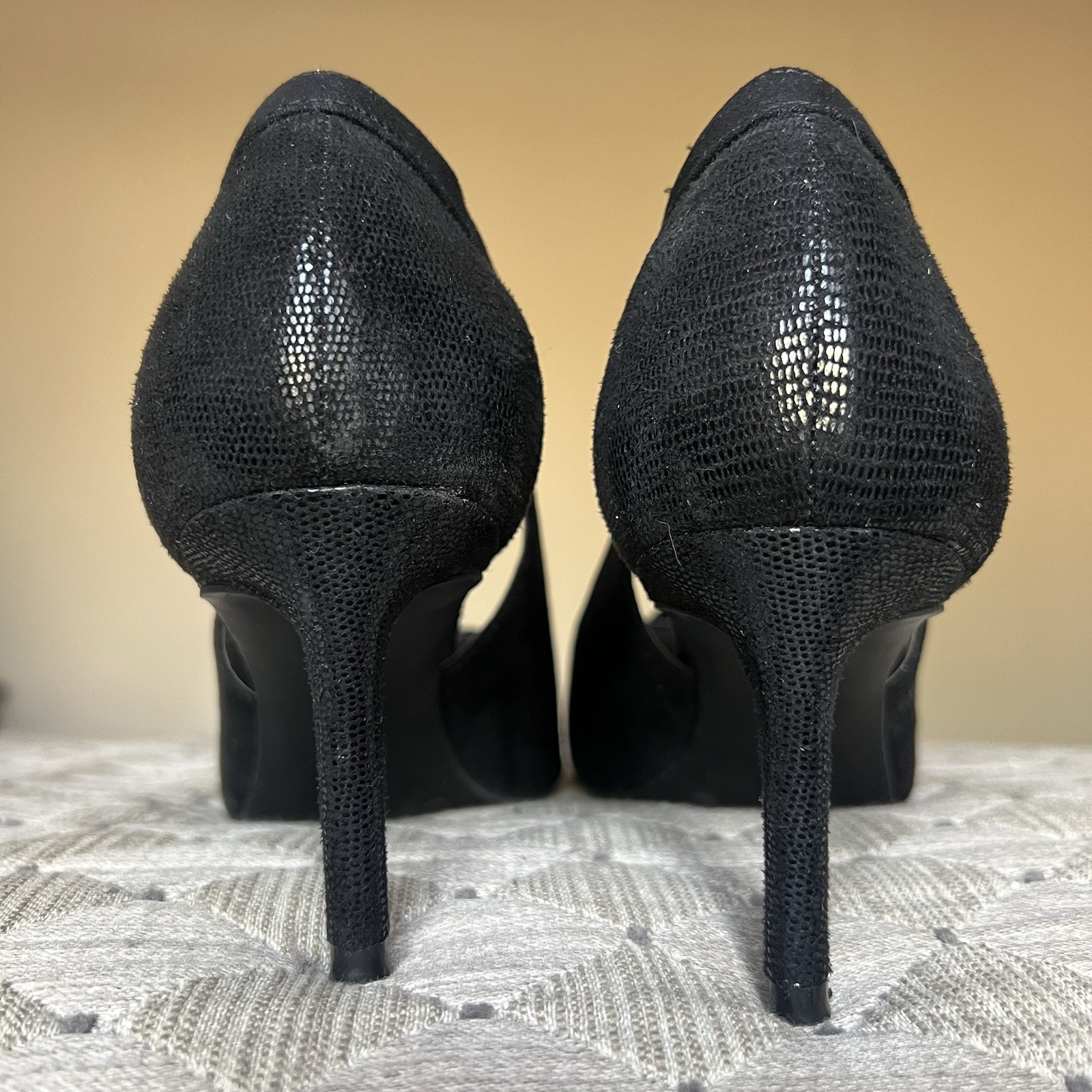 Kelly & Katie Zonya Black Faux Suede Textile Heels Pumps Women US 8.5 EU 39 Bow