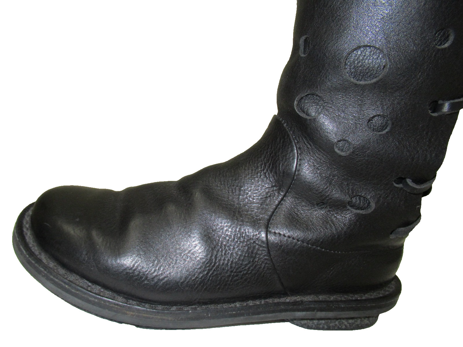From Germany: TRIPPEN Black Leather Tall Boots w/Round Perforations, 37 (6 1/2)