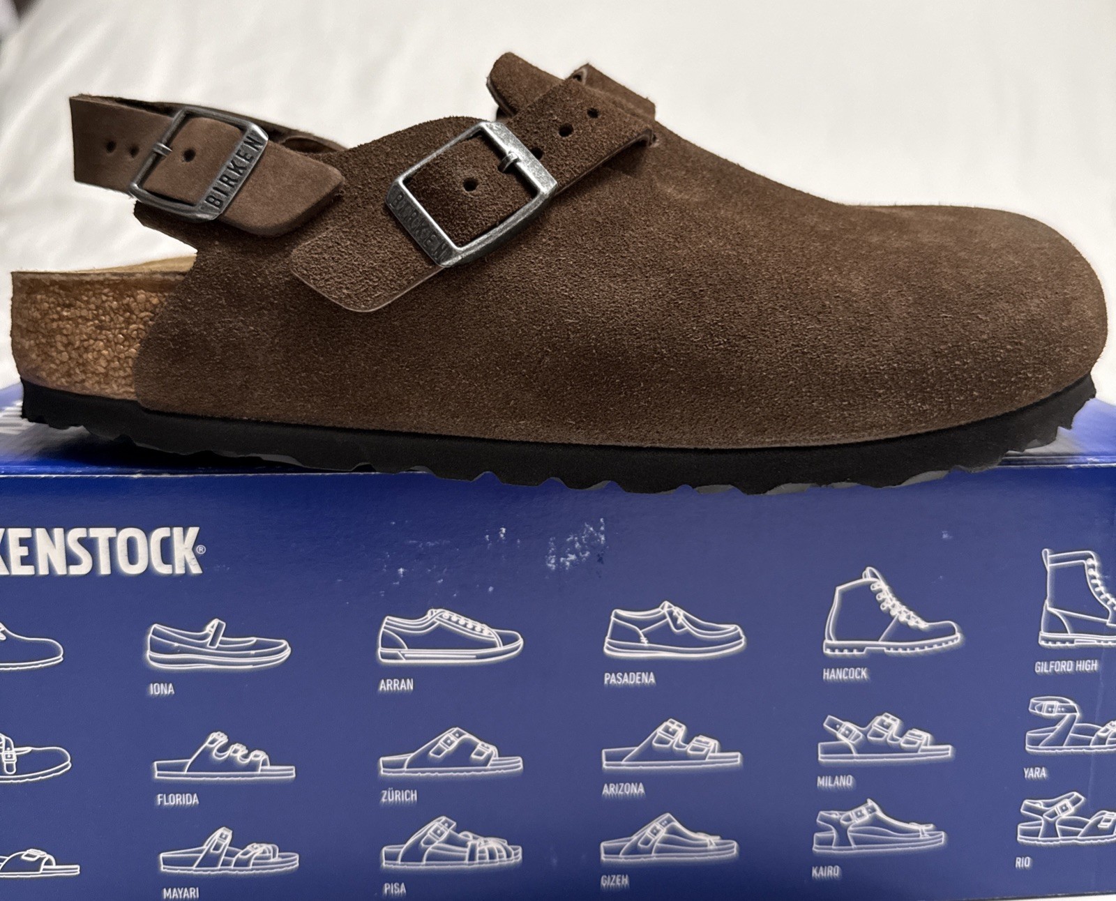 Birkenstock 37 Tokio II Suede Leather Carafe Brown Clogs Narrow Regular NIB