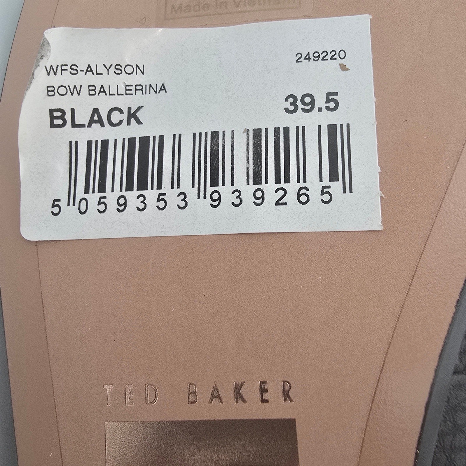 Ted Baker Allyson Bow Leather Ballerina Flats Black EU 39.5 US 9.5 NWOT