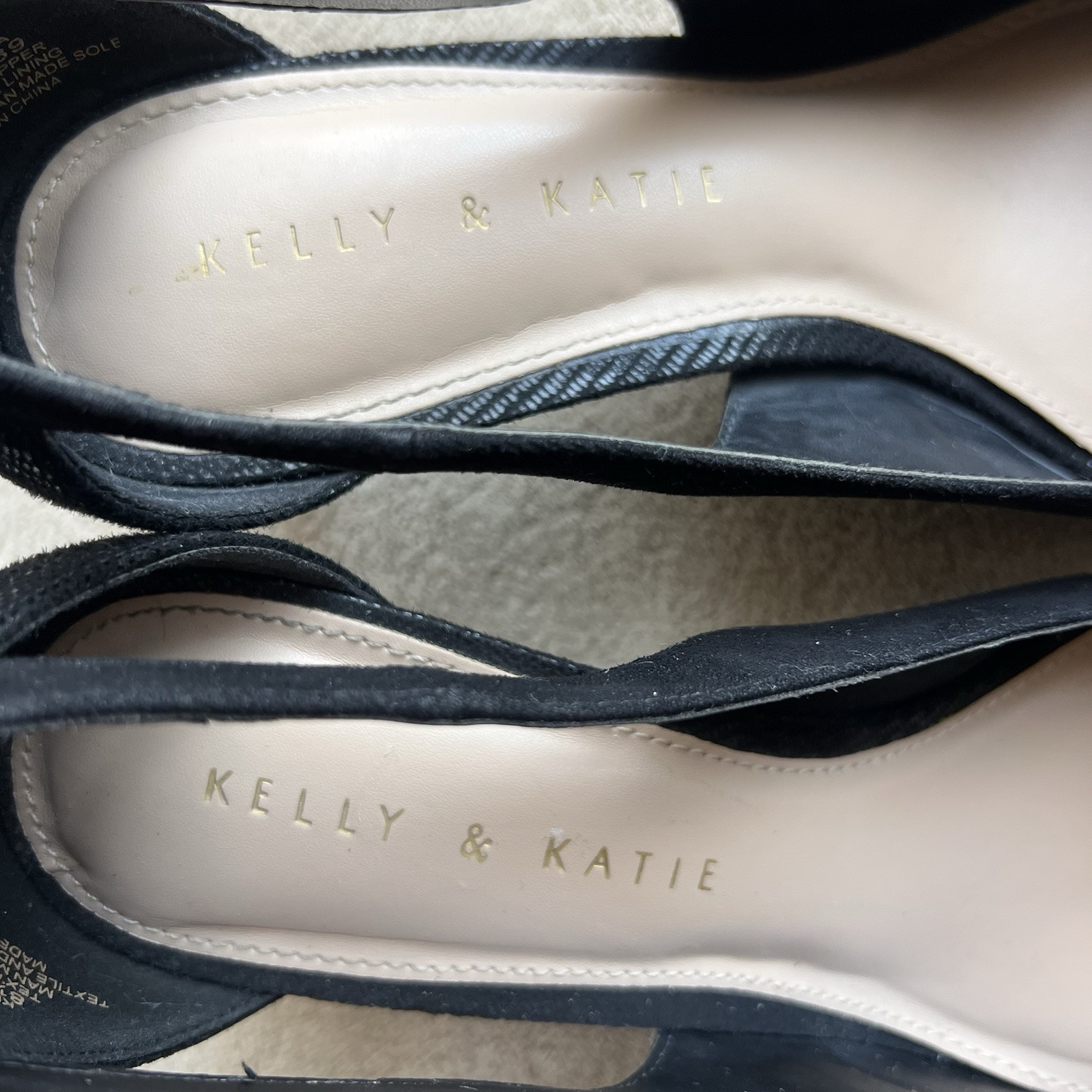 Kelly & Katie Zonya Black Faux Suede Textile Heels Pumps Women US 8.5 EU 39 Bow