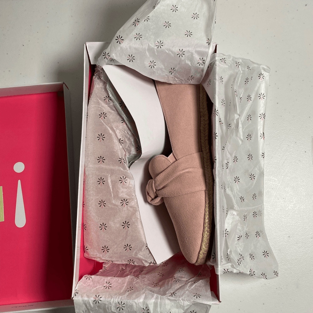NIB Isaac Mizrahi Women’s Pink Knotted Slip On Espadrille Flat Shoes- Size 7.5
