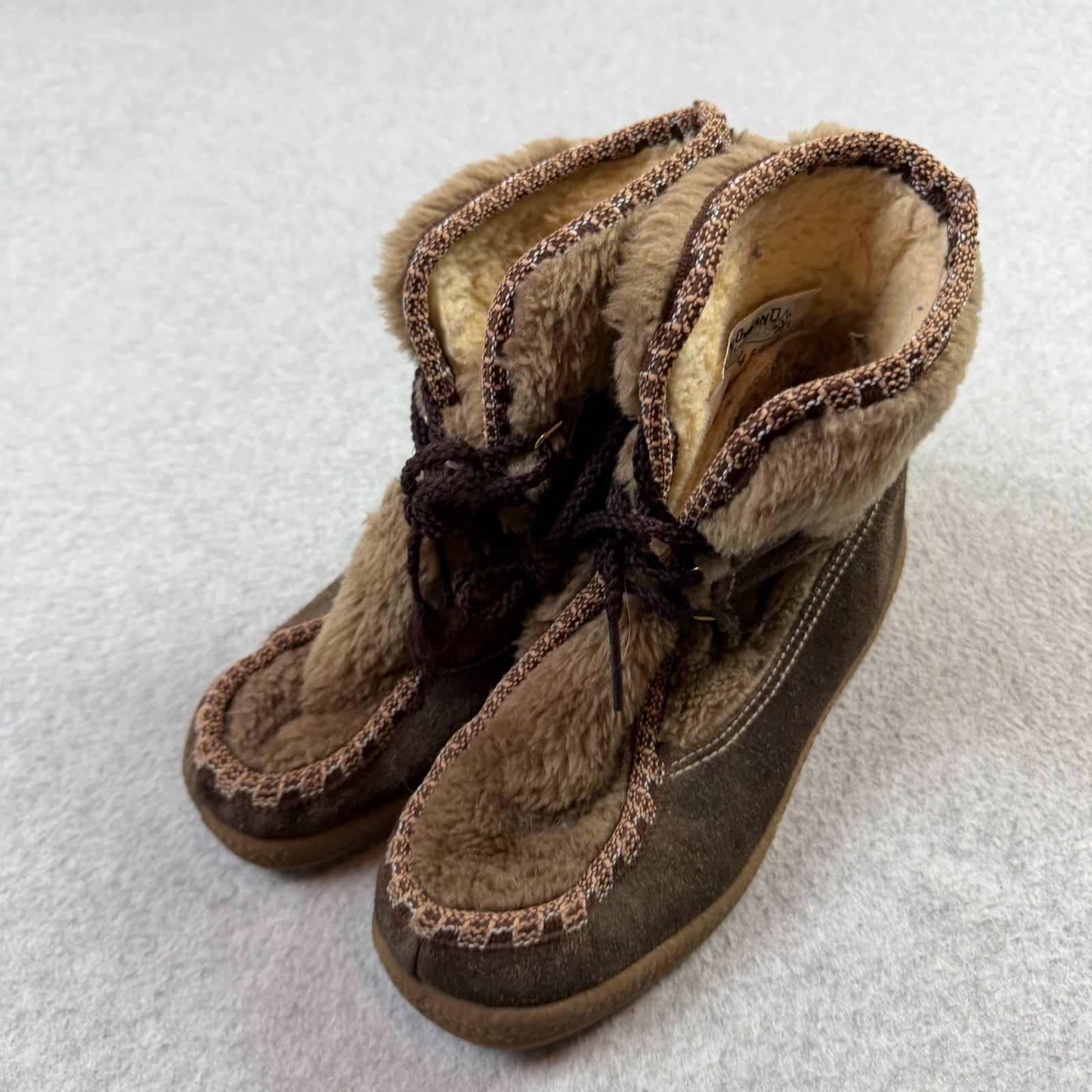 Snowland Boots Womens 5 VTG 80s Brown 7403 Leather Faux Fur