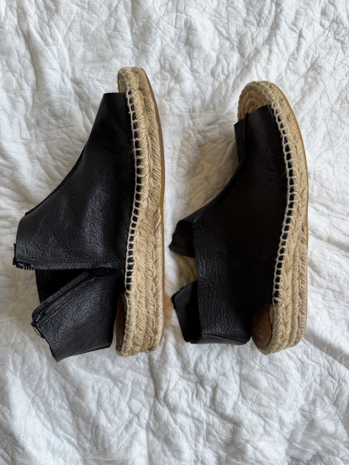 Bimba Y Lola Jute Black espadrille Wedge EU 39 US 8 pony-style made in Spain