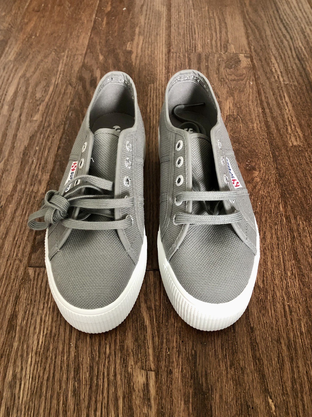 SUPERGA 2750 Gray Sage Canvas Platform Sneakers US 6 NEW