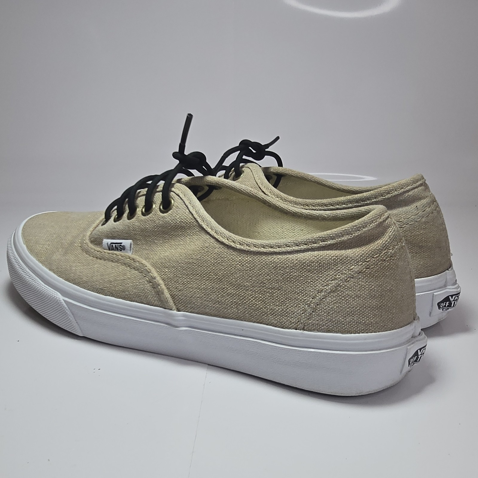 UnisexVansLow Top Canvas Lace-Up Sneakers Men’6.5Wo’s8 Beige/White/Black Solid