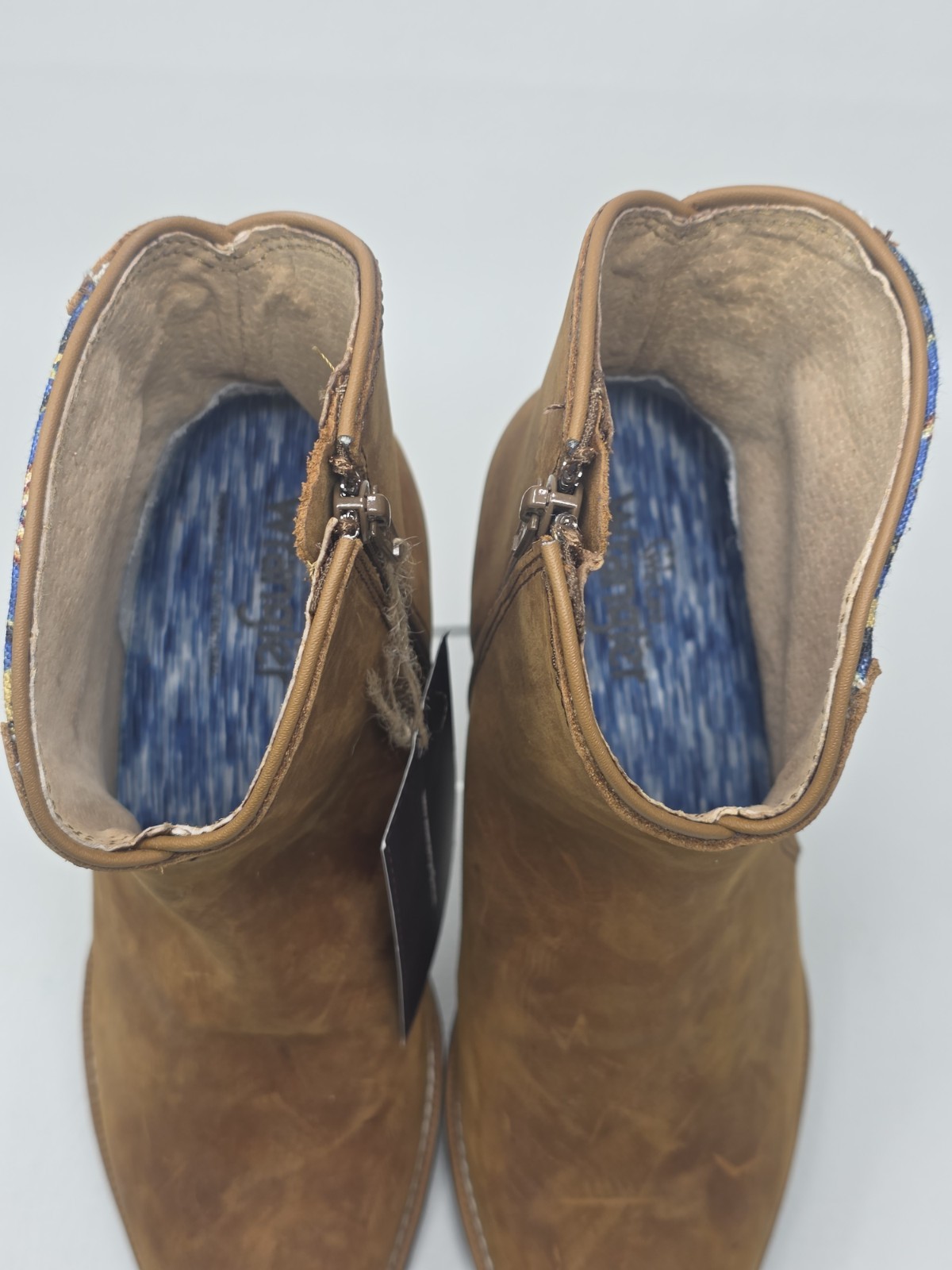 Wrangler Womens Brown Leather Tapestry Western Ankle Boots KWB0006 Size 6.5 B