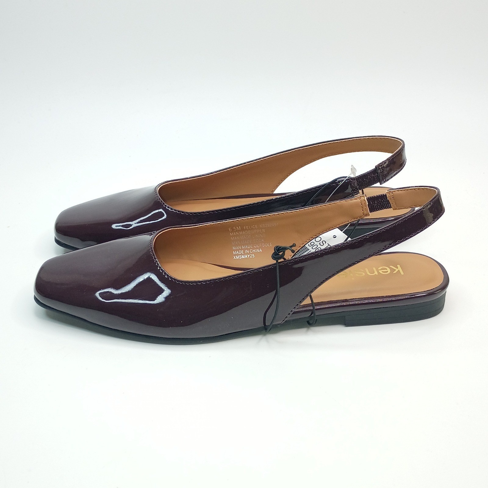 Kensie Felice Slingback Flats Women Size 7 Red Patent Leather Look