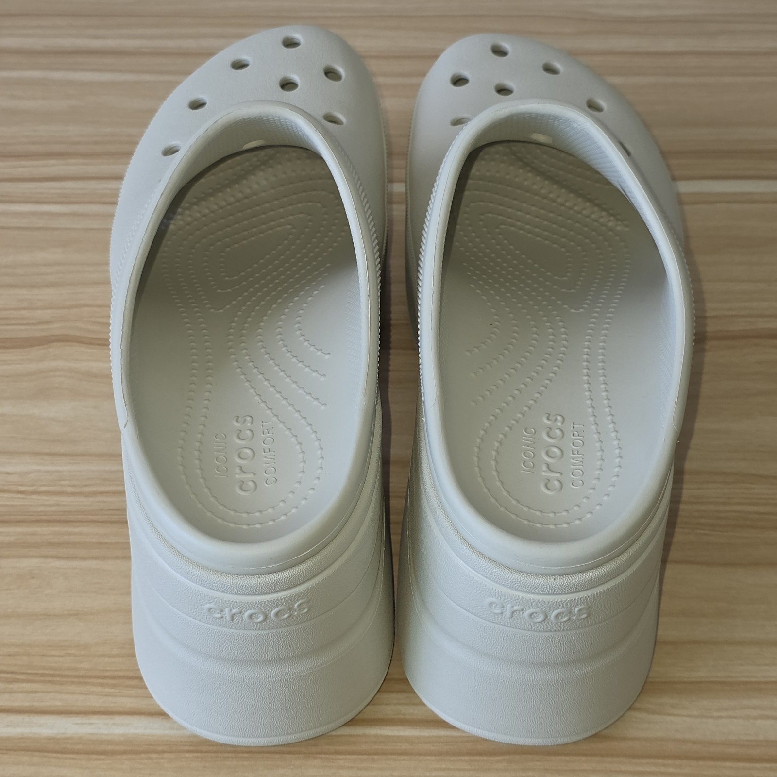 CROCS SIREN PLATFORM CLOGS Heeled Beige Bone High Heel Sandals Size M 9 / W 11