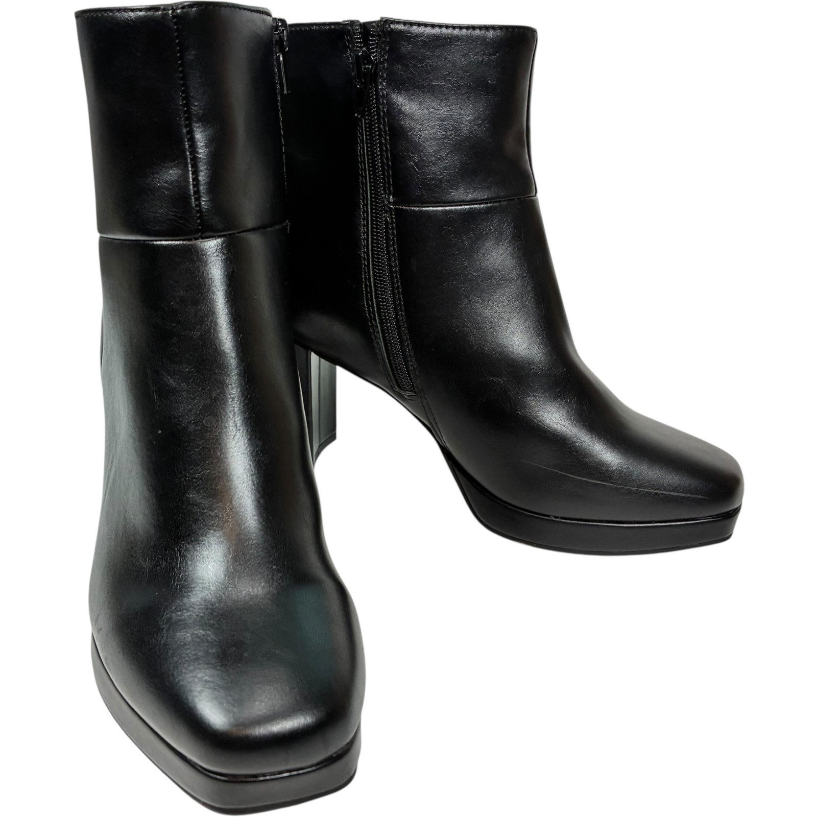 Worthington Gino Women’s Black 3.25in Block Heel Zip-up Bootie Size 9M