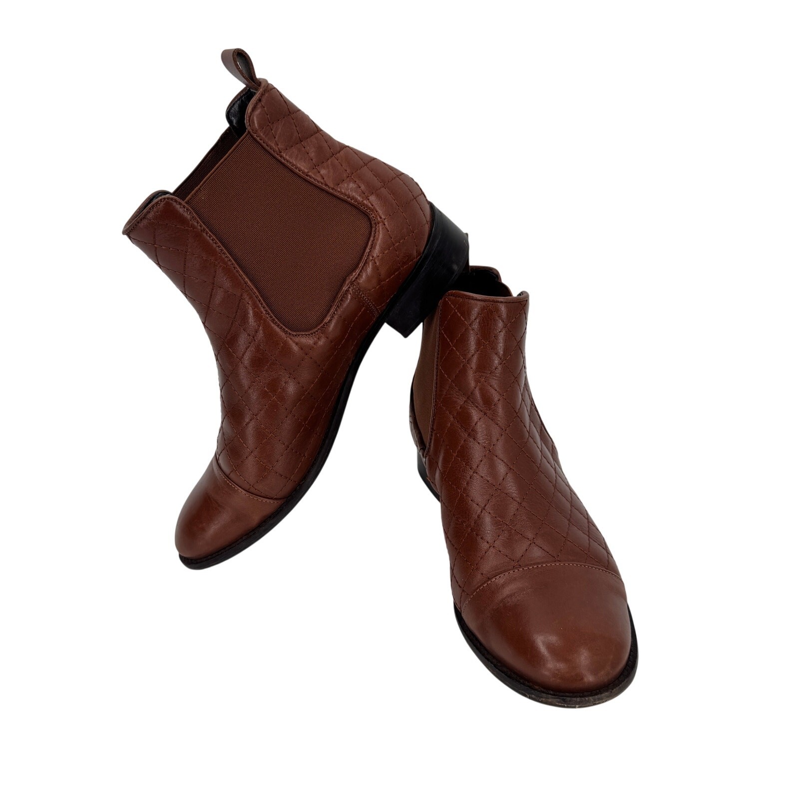 Talbots Leather Bootie Womens 9 M Brown Quilted Tish Soft Nappa Slip On Classic