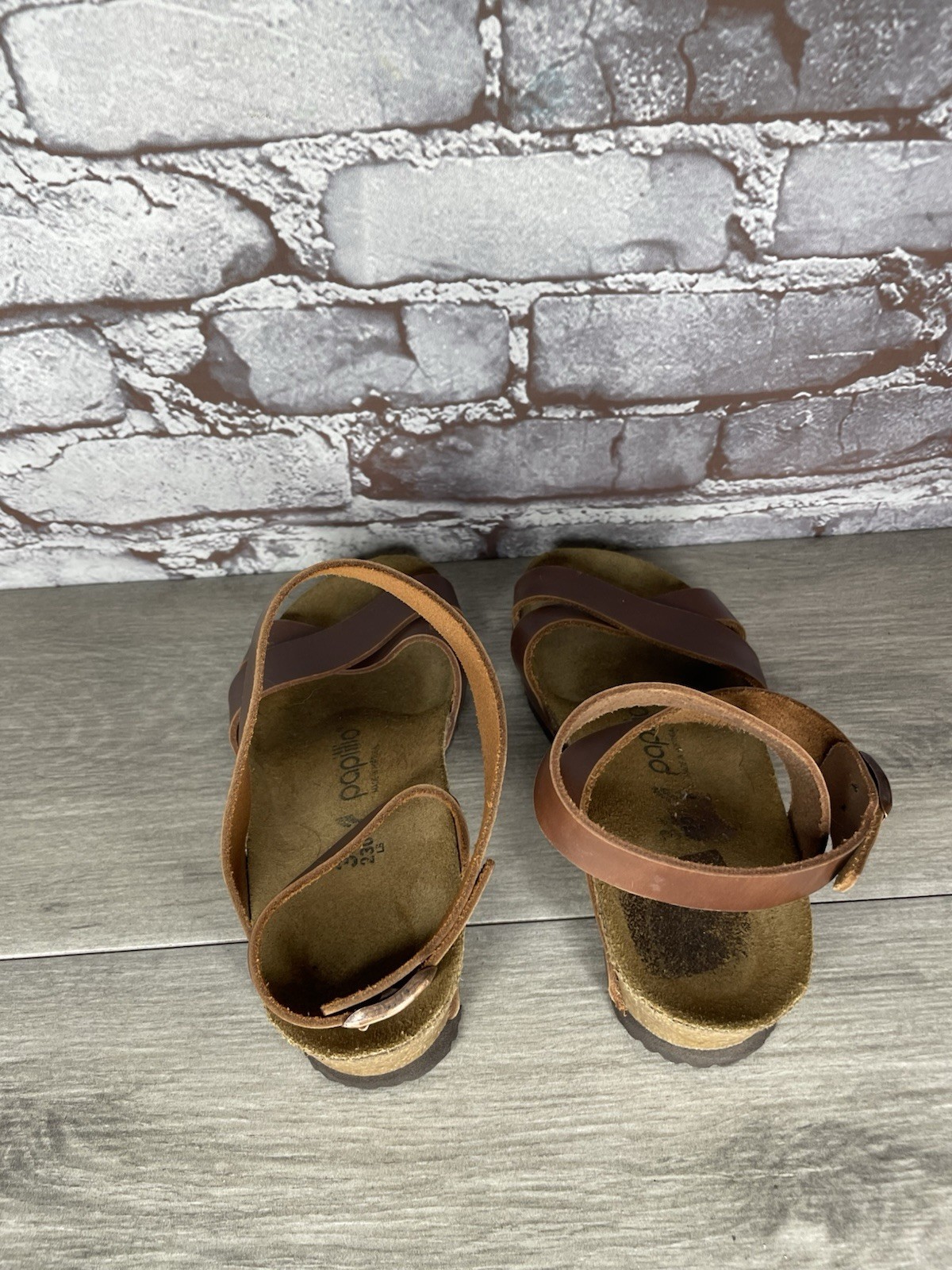 Papillio BIRKENSTOCK Lola Brown Leather Ankle Strap Sandals Women Sz 36EU/6M US