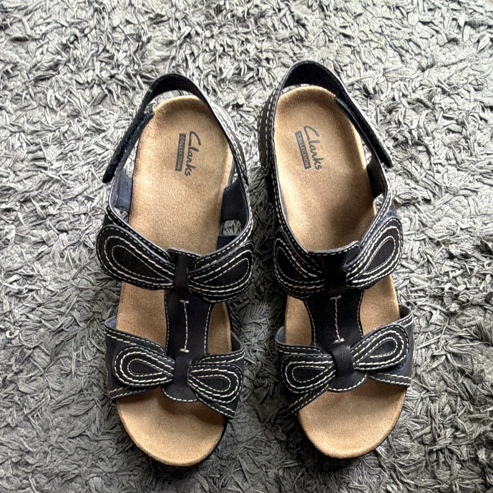 Clark’s Bendables Navy Blue Leather Slip-on Sandels Size 8 1/2M
