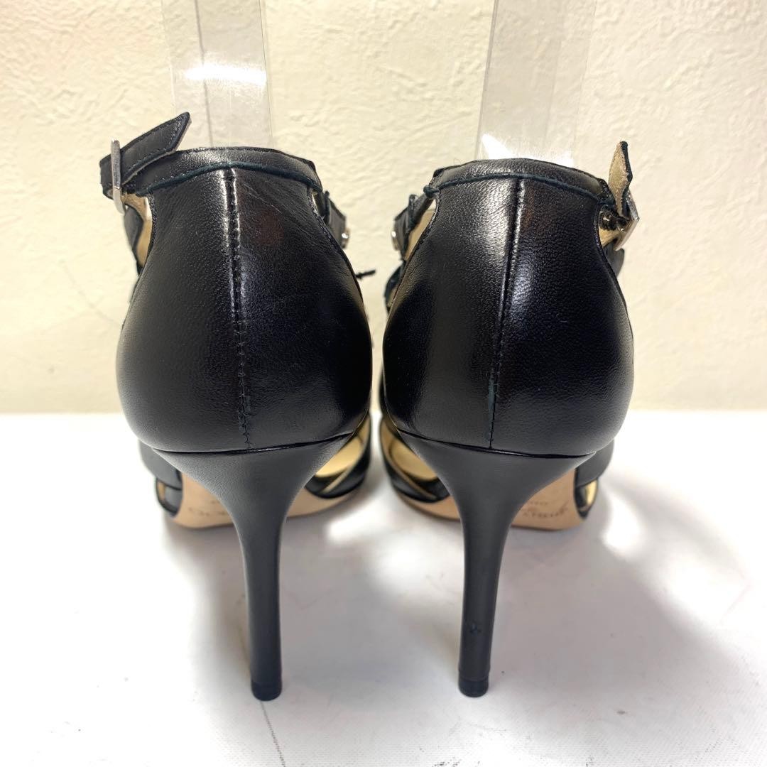 JIMMY CHOO Black Leather Open Toe Pumps Heels Women’s Size 36