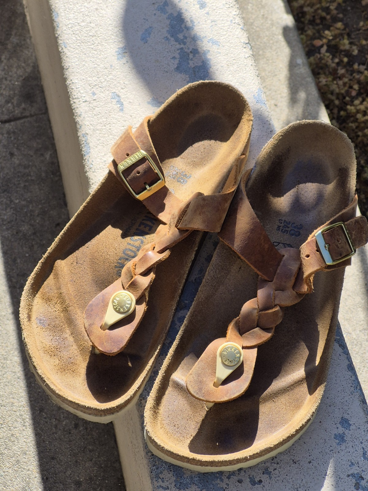 Birkenstock Brown Leather Gizeh Braided Oiled Thong Women’s Sandals 38/8