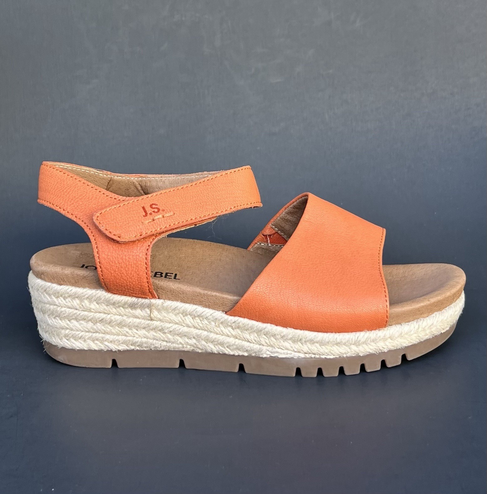 Josef Seibel Miranda Spadrile Wedge Leather Sandals Papaya Women’s Size 8 US