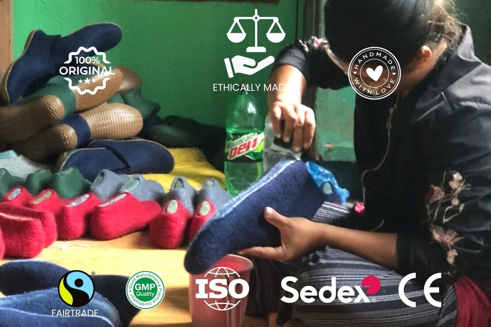Handmade Felted Slippers With Leather Sole – Warm,Durable & Eco-Friendly